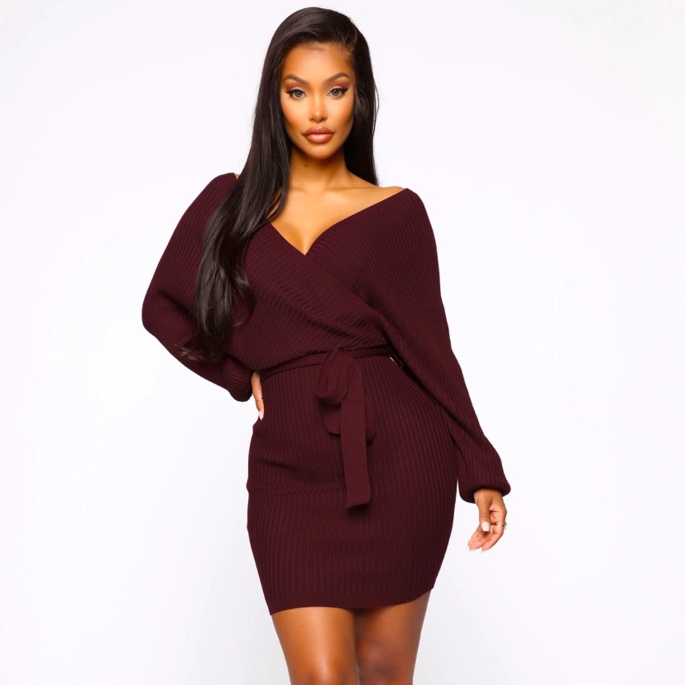 Wine Colored Sweater Dress